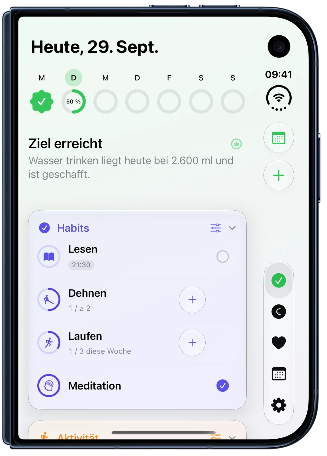 Heutige Habits in heatin auf dem geschlossenen iPhone Duo
