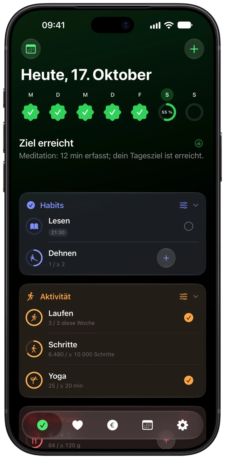 heatin im Dunkelmodus auf dem iPhone